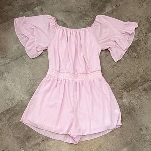 Chic Blush Ruffled Women's Romper
